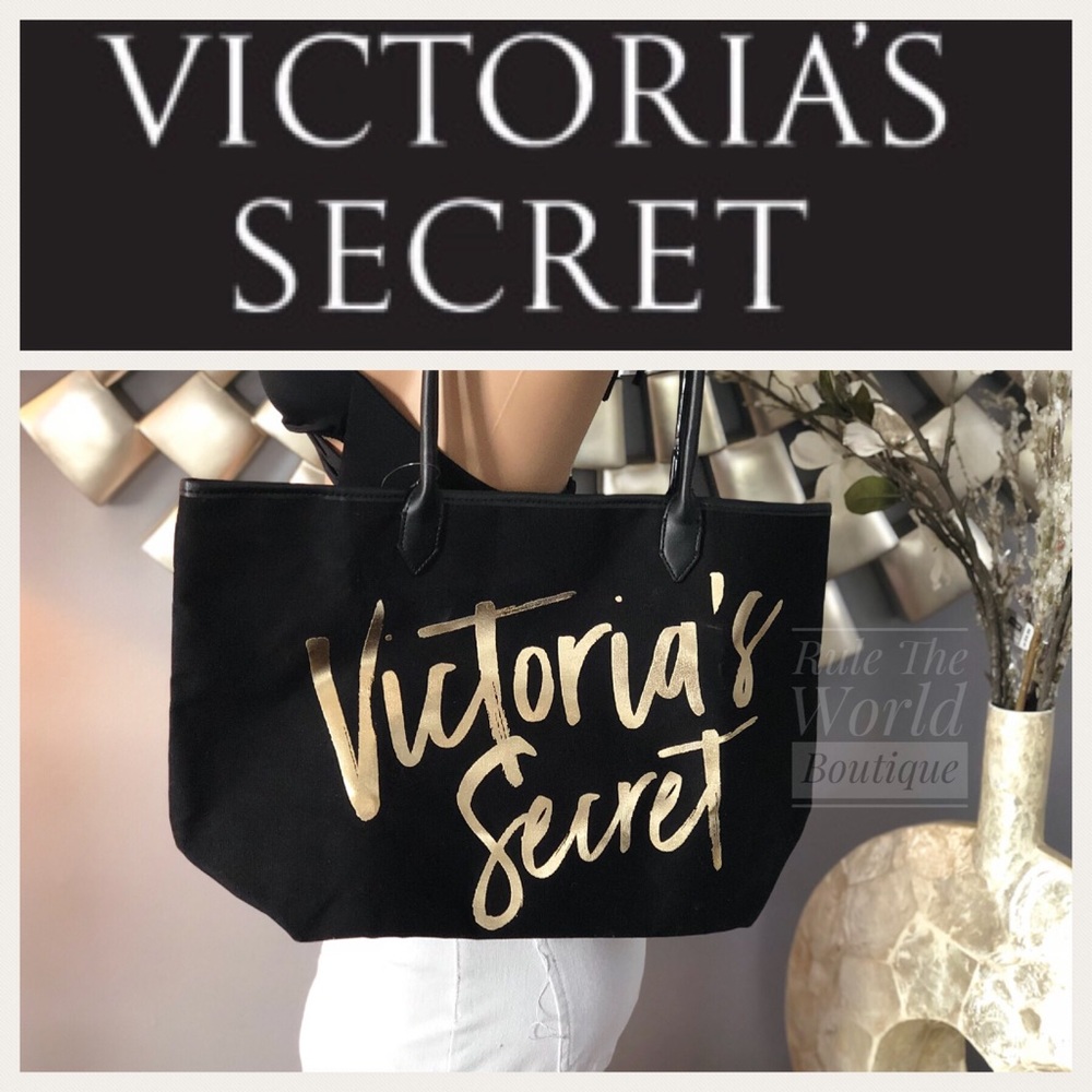 NWT Black Gold Signature Victoria Secret Tote Bag - Picture 6 of 6